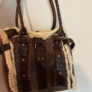 BCBG MaxAzria brown purse , wool inside